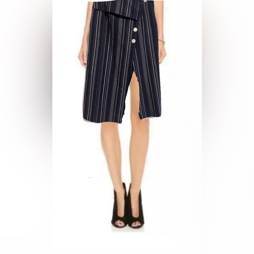 Robert Rodriguez navy and White Asymmetrical Wrap Midi Skirt